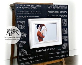 Unique Valentines Day Gift, Picture Frame With Wedding Vows or First Dance Song, 16x16 The Sugared Plums Frames