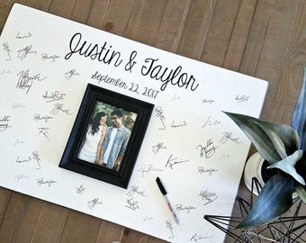 Wedding Guest Book Alternative Wood With Frame, Wedding Guestbook, Unique Guest Book, Guest Book Sign, Rustic Guest Book, 20x30