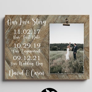 Personalized Wedding Gift for Couple, Custom Engagement Picture Frame, Then and Now Picture Frame, Our Love Story, Met Engaged Married