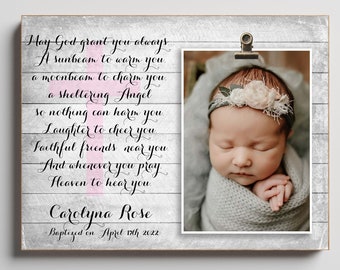 Baptism Gift Girl, Gift from Godmother, Baptism Gift for Goddaughter, Christening Gift, Baptism Frame, May God Grant You Always 9x12