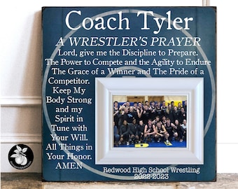 Personalized Wrestling Coach Gift Picture Frame, Unique End Of The Season Thank You Gift, A Wrestler's Prayer, 16x16 The Sugared Plums
