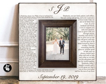 Unique Wedding Gifts for Couple, Wedding Vows Framed, Wood Anniversary Gift for Her or Him, 5th Anniversary Gift, Song Lyrics Print, 16x16