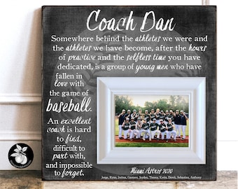 Personalized Baseball Coach Gift Ideas Picture Frame, Thank You Gift for Coaches, End of Season Gift, Coach Retirement Gift, 16x16