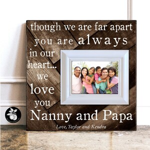 Though We Are Far Apart Picture Frame, Christmas Gift For Grandparents, Personalized Long Distance Gift From Grandchildren, 16x16
