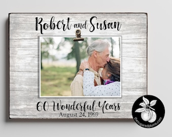 Anniversary Frame for Parents, 60th Anniversary Gift, Then and Now Picture Frame, Gift for Parents Silver or Golden Anniversary