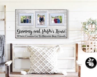 Grandparent Gifts For Christmas Picture Frame, Personalized Mothers Day Gift for Grandma, Where Cousins Go To Become Best Friends 16x30