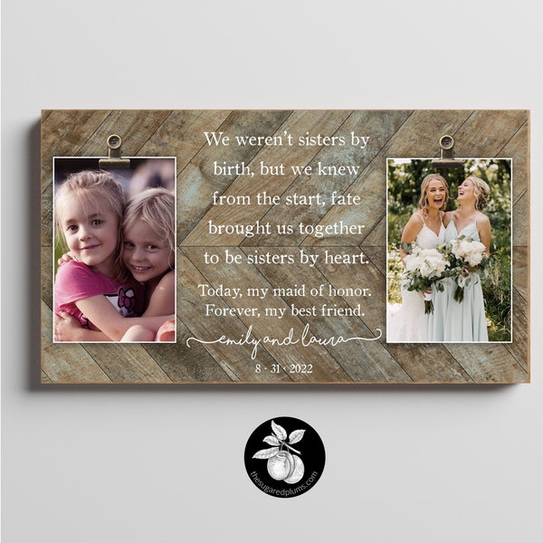 Personalized Bridesmaid Gift for Best Friend, Custom Maid of Honor Gift Picture Frame, Unique Wedding Gift for Best Friend