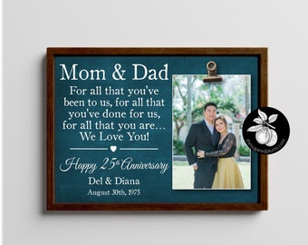 25th Anniversary Gifts for Parents Picture Frame, Golden Anniversary Gifts, Grandparents Wedding Anniversary Party, Clip Frame