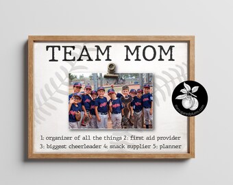 Personalized Baseball Team Mom Gift Ideas Picture Frame, Thank You Gifts for Team Mom, End of Season Gift, Team Mom Retirement Gift, 9x12