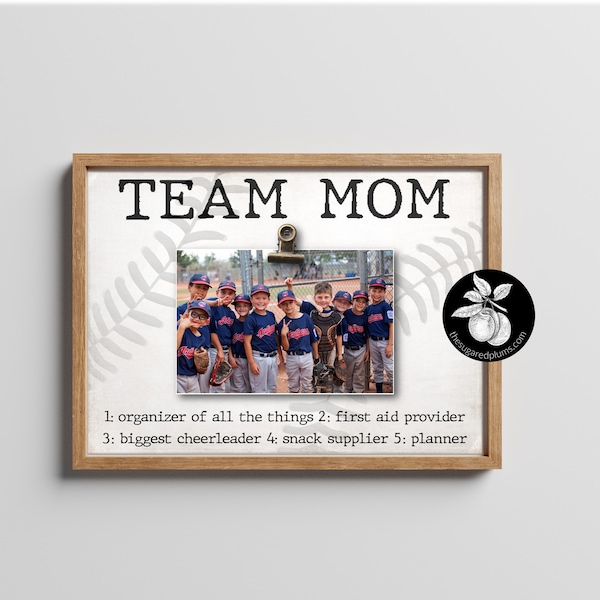 Personalized Baseball Team Mom Gift Ideas Picture Frame, Thank You Gifts for Team Mom, End of Season Gift, Team Mom Retirement Gift, 9x12