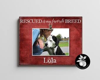 Personalized Adopt a Pet Picture Frame, Dog Adoption Gift Idea, Unique Cat Rescue, Rescued Is My Favorite Breed Picture Frame, Cat Rescue