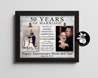 50th Anniversary Gifts for Parents, Then and Now Picture Frame, 50th Anniversary Gift, Gold Anniversary, 25th Anniversary, Anniversary Frame