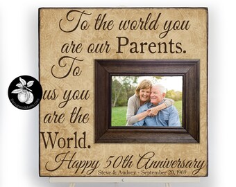 To the World, cadeaus 50e verjaardag, jubileumcadeau ouders, gouden jubileum, fotolijst 25e verjaardag, 16 x 16 inch