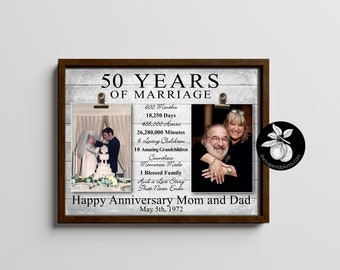 50th Anniversary Gifts for Parents, Then and Now Picture Frame, 50th Anniversary Gift, Gold Anniversary, 25th Anniversary, Anniversary Frame