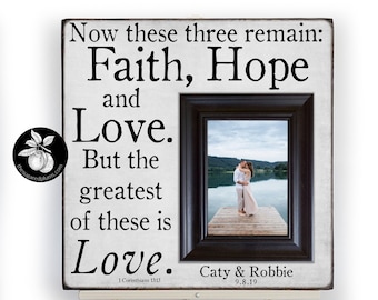 Unique Wedding Gift for couple, FAITH HOPE LOVE Picture Frame, Personalized Anniversary Gift, 16x16 The Sugared Plums