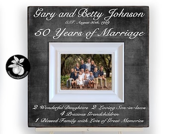 Cadeaus 50e verjaardag voor ouders, fotolijst gouden jubileum, 16 x 16 THE SUGARED PRUMS