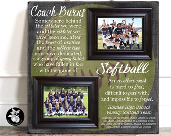 Personalized Softball Coach Gift, End of Season Picture Frame, Coach Appreciation Gifts, Unique Coach Retirement Gift Ideas 20x20