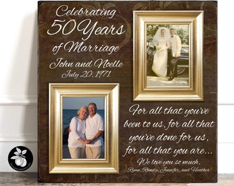 Aangepaste verjaardag gepersonaliseerde fotolijst, cadeau 50e verjaardag, gouden jubileum, cadeaus voor ouders, 25e verjaardag, 20 x 20