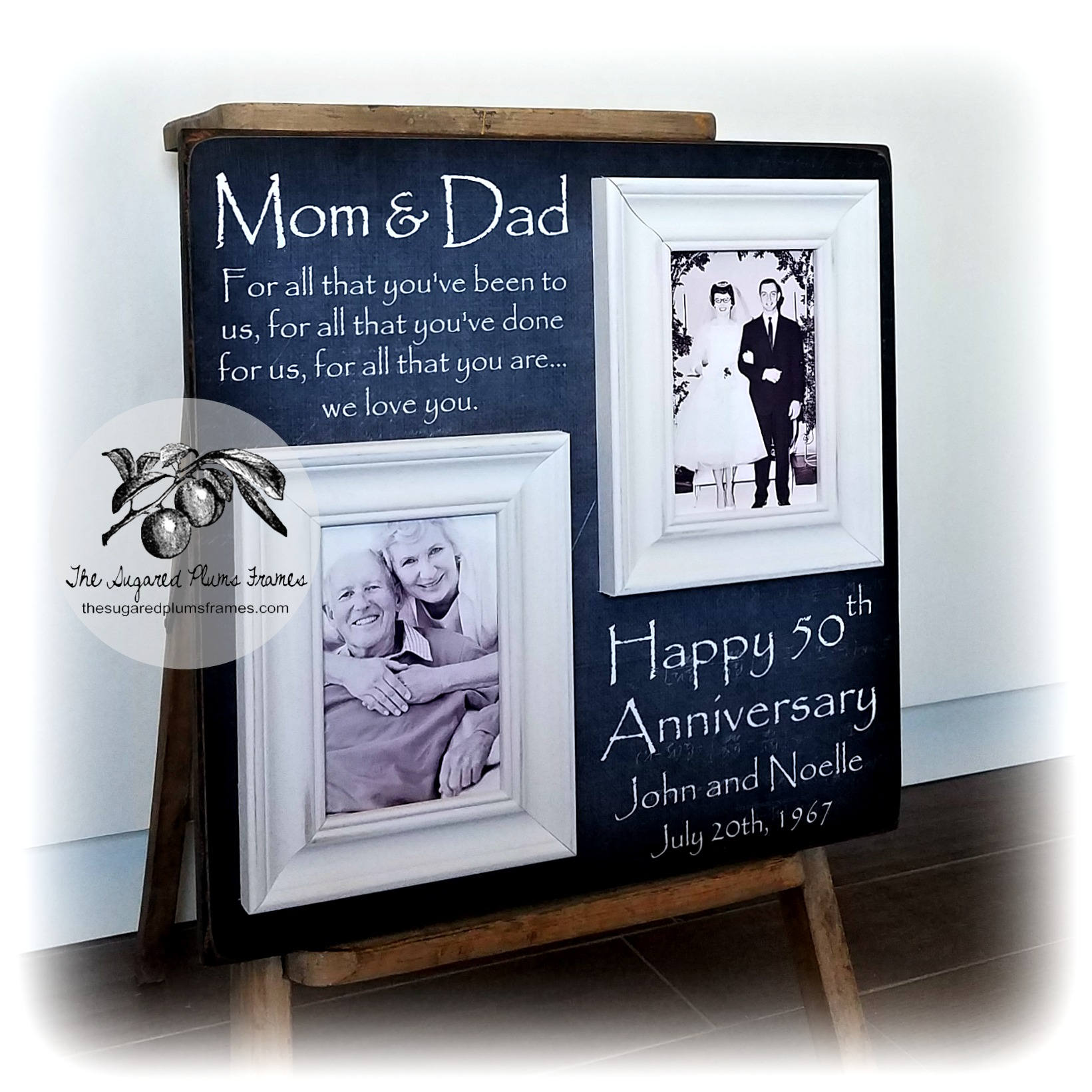 Custom Wood Frame 50th Anniversary Gift Pas 50