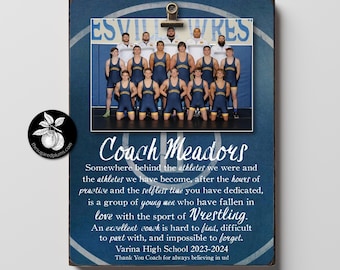 Personalized Wrestling Coach Gift Ideas Picture Frame, Thank You Gifts for Coaches, End of Season Gift, Coach Retirement Gift, 9x12