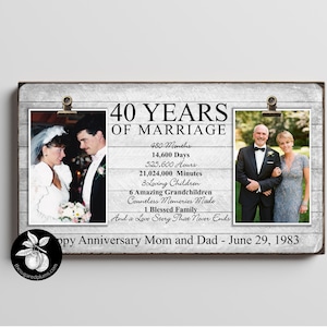 Personalized Then and Now Picture Frame, 40th Anniversary Gift, Ruby Anniversary, Gifts for parents, Custom Anniversary Frame, Double Frame