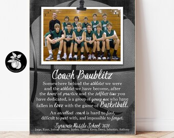 Personalized Basketball Coach Gift Ideas Picture Frame, Thank You Gifts for Coaches, End of Season Gift, Coach Retirement Gift, 9x12