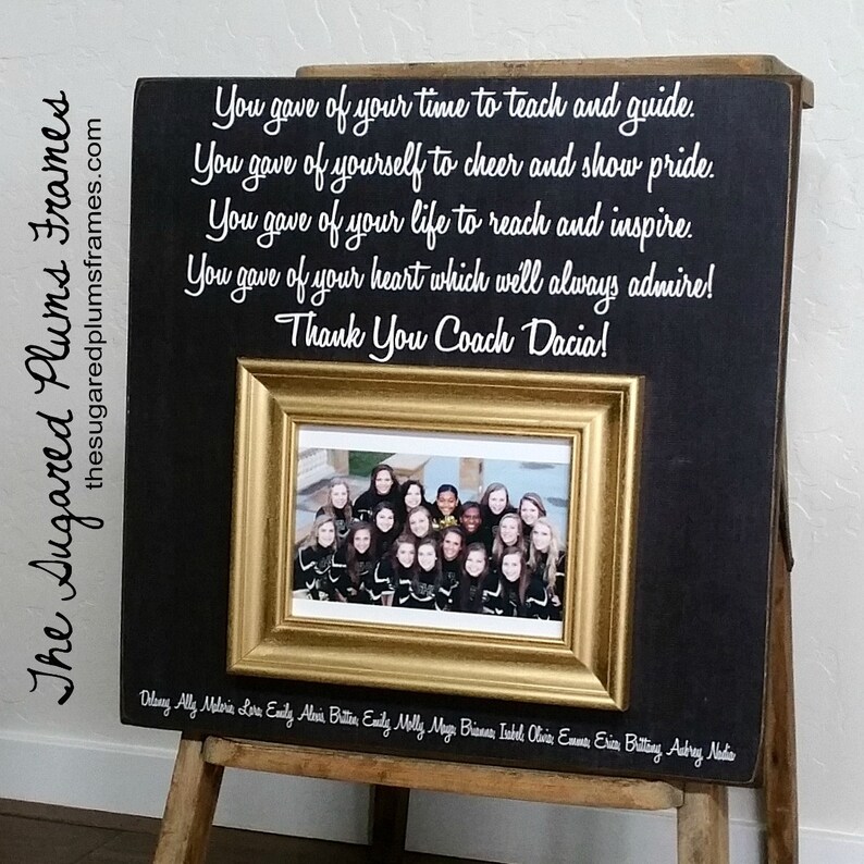 Cute Cheer Coach Appreciation Gift Personalized Picture Frame 16x16 The Sugared Plums Frames