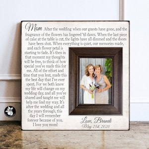 Cadeau de mariage pour la mère de la mariée, cadre photo personnalisé, souvenir « Merci maman », présentoir photo de mariage personnalisé, Les Prunes Sucrées