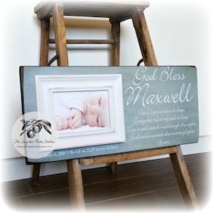 Godson Baptism Gift, Christening Gift for Boy, Baby Dedication Gift, 8x20