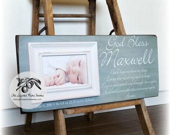 Godson Baptism Gift, Christening Gift for Boy, Baby Dedication Gift, 8x20