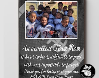 Personalized Football Team Mom Picture Frame: End of Season Gift (9x12)