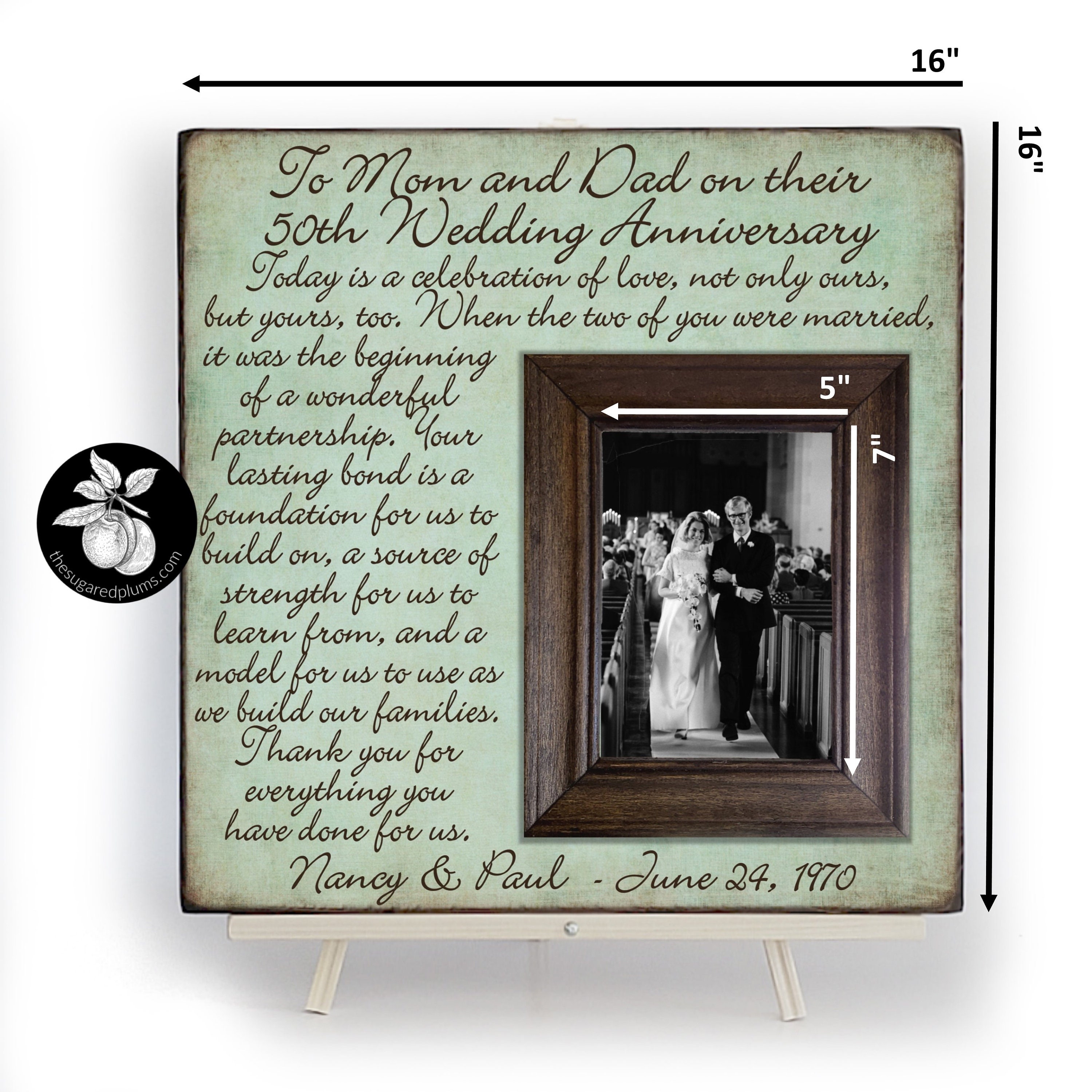 50th Anniversary Gifts For Grandparents Picture Frame Golden Etsy