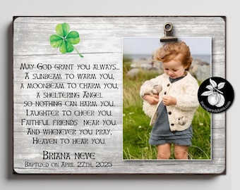 Personalized Baptism Picture Frame: Irish Blessing Gift for Godchild