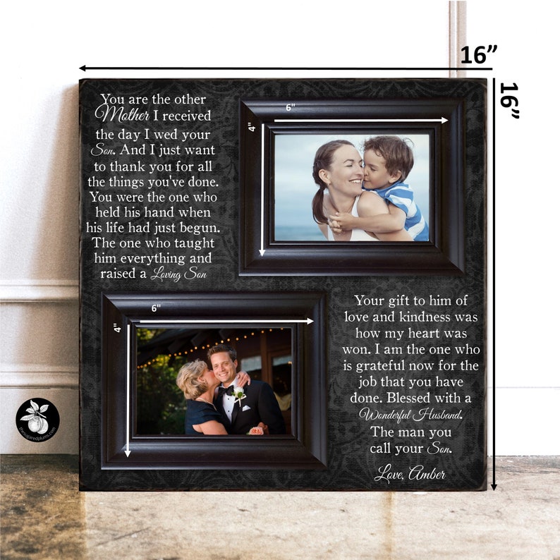 Moeder van de bruidegom cadeau van de bruid, schoonmoeder cadeau van de bruid, huwelijkscadeau voor mama en papa, gepersonaliseerde fotolijst bruiloft, 16x16 afbeelding 3