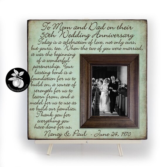 50th Anniversary Gifts for Grandparents Picture Frame Golden