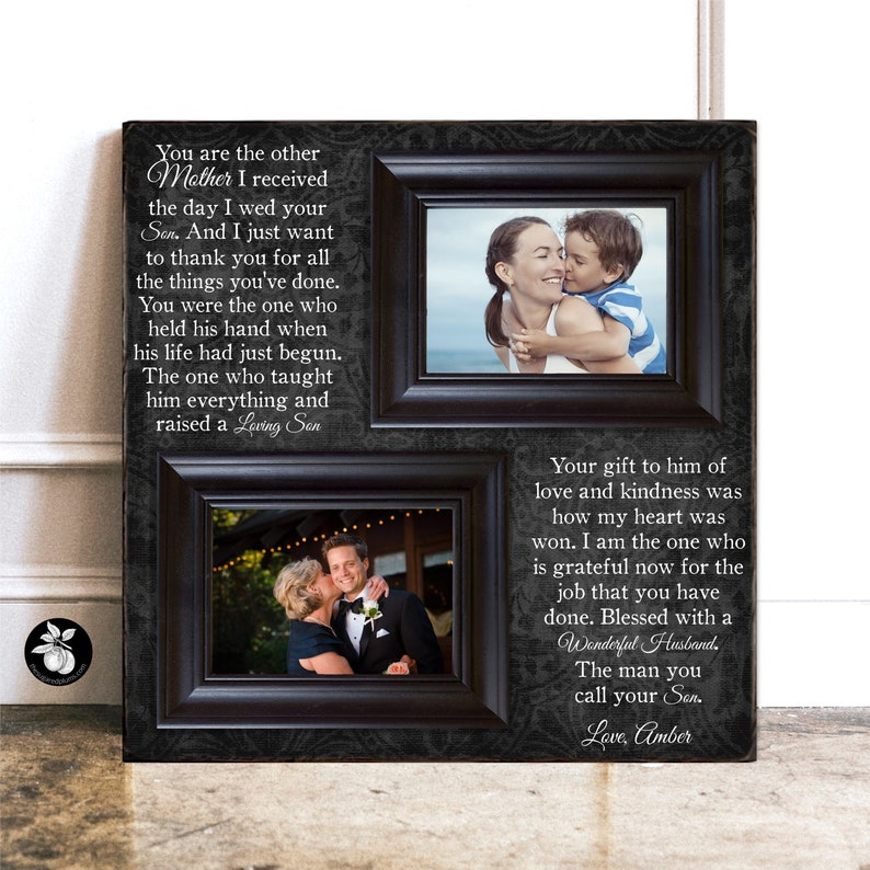 Moeder van de bruidegom cadeau van de bruid, schoonmoeder cadeau van de bruid, huwelijkscadeau voor mama en papa, gepersonaliseerde fotolijst bruiloft, 16x16 afbeelding 1