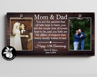 Anniversary Gift for Parents, Then and Now Picture Frame, 50th Anniversary Gift, Gift for Parents Golden Anniversary, Double Picture Frame