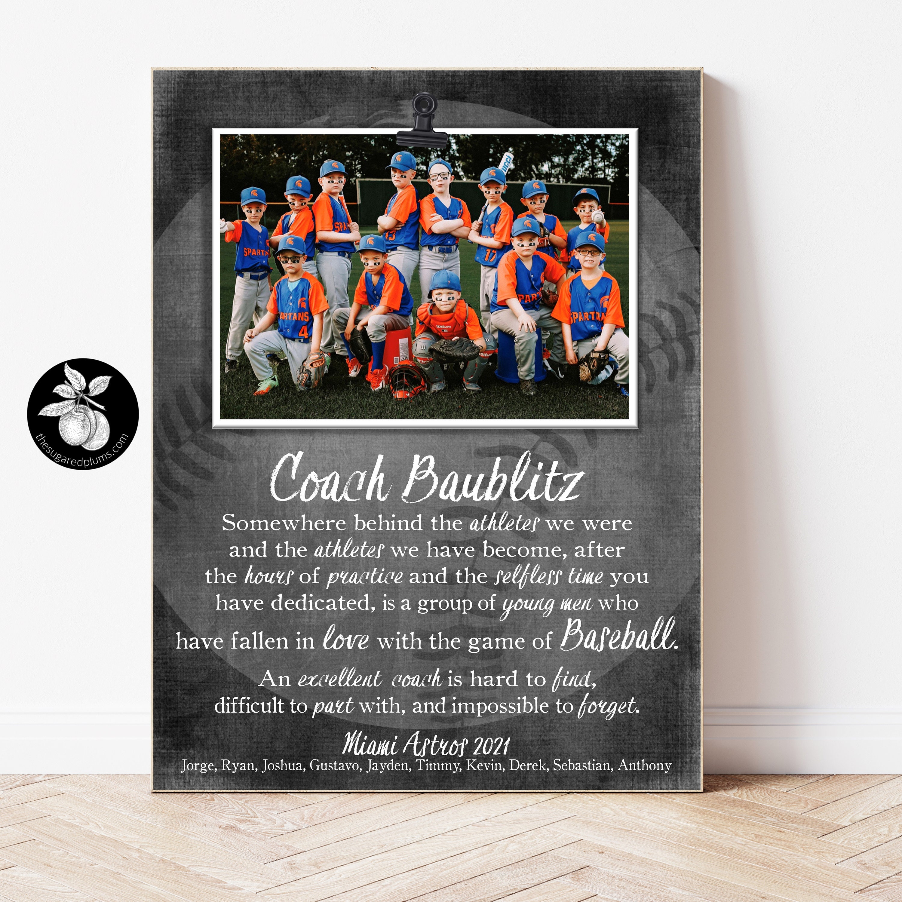 Personalized Baseball Coach Gift Ideas Picture Frame Thank - Etsy