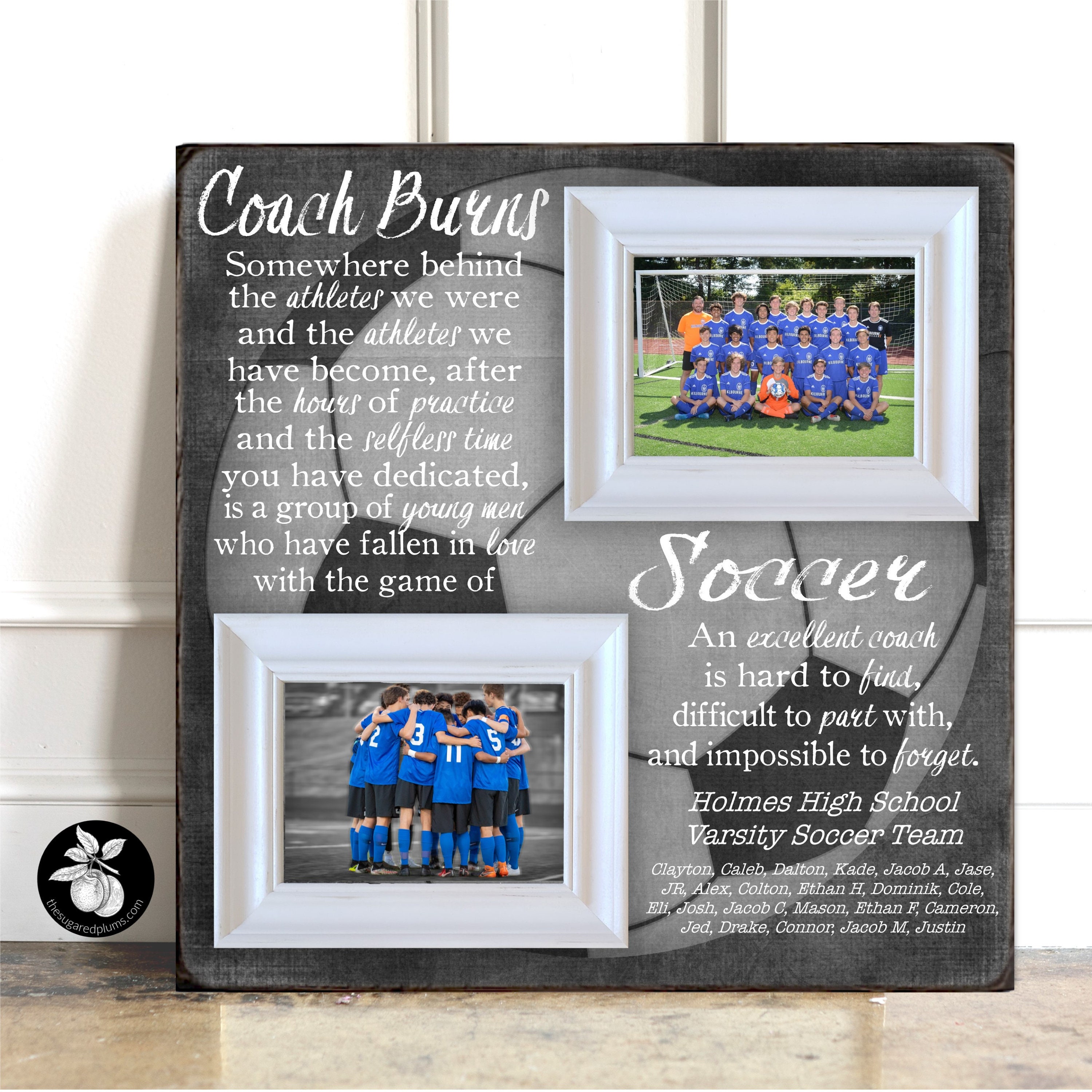 Soccer Coach Gift Personalized Picture Frame With Name End Etsy