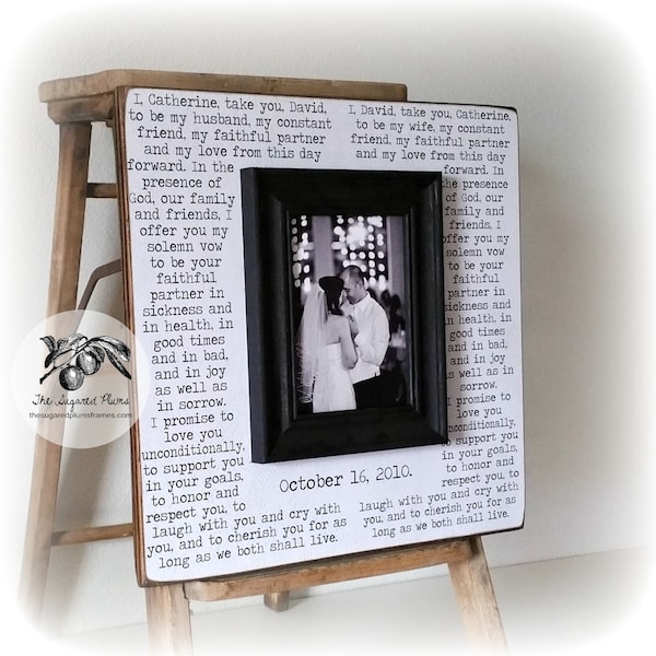 Wedding Vows Framed, 1st Anniversary Gift, First Anniversary, Wedding Song, Gift for him, Vow Renewal, 16x16 The Sugared Plums Frames