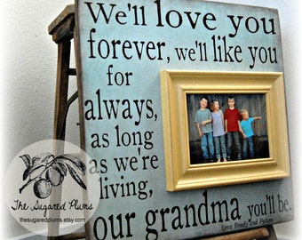 I'll Love You Forever Picture Frame, Gift for Grandma or Grandpa, Mother's Day Gift Ideas, Custom Baby Shower Present, 16x16
