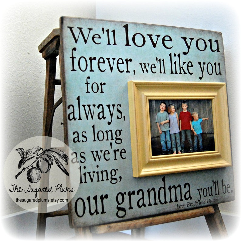 I'll Love You Forever Picture Frame, Gift for Grandma or Grandpa, Mother's Day Gift Ideas, Custom Baby Shower Present, 16x16 image 1