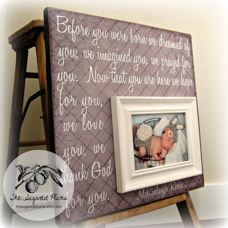 Baby Picture Frame Personalized Baby Picture Frame Personalized Wall Decor Christening First Birthday 16x16 Before You Were Born