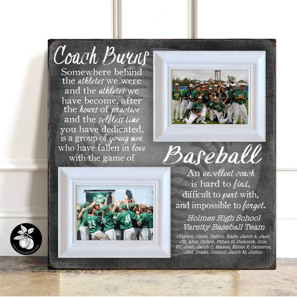 Baseball Coach Gift, Personalized Picture Frame With Name, End of Season Gift, Coach Appreciation Gifts, Coach Retirement Gift Ideas 20x20