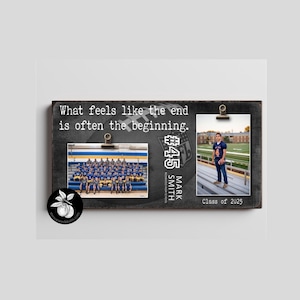 High School or College Senior Football Player Keepsake Frame | Custom Graduation Gift | Personalized Sports Memory Photo Frame, 8x16 *