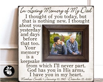 Father Remembrance Picture Frame Personalized Bereavement Gift Memorial Keepsake Sympathy Present Celebration of Life -  The Sugared Plums