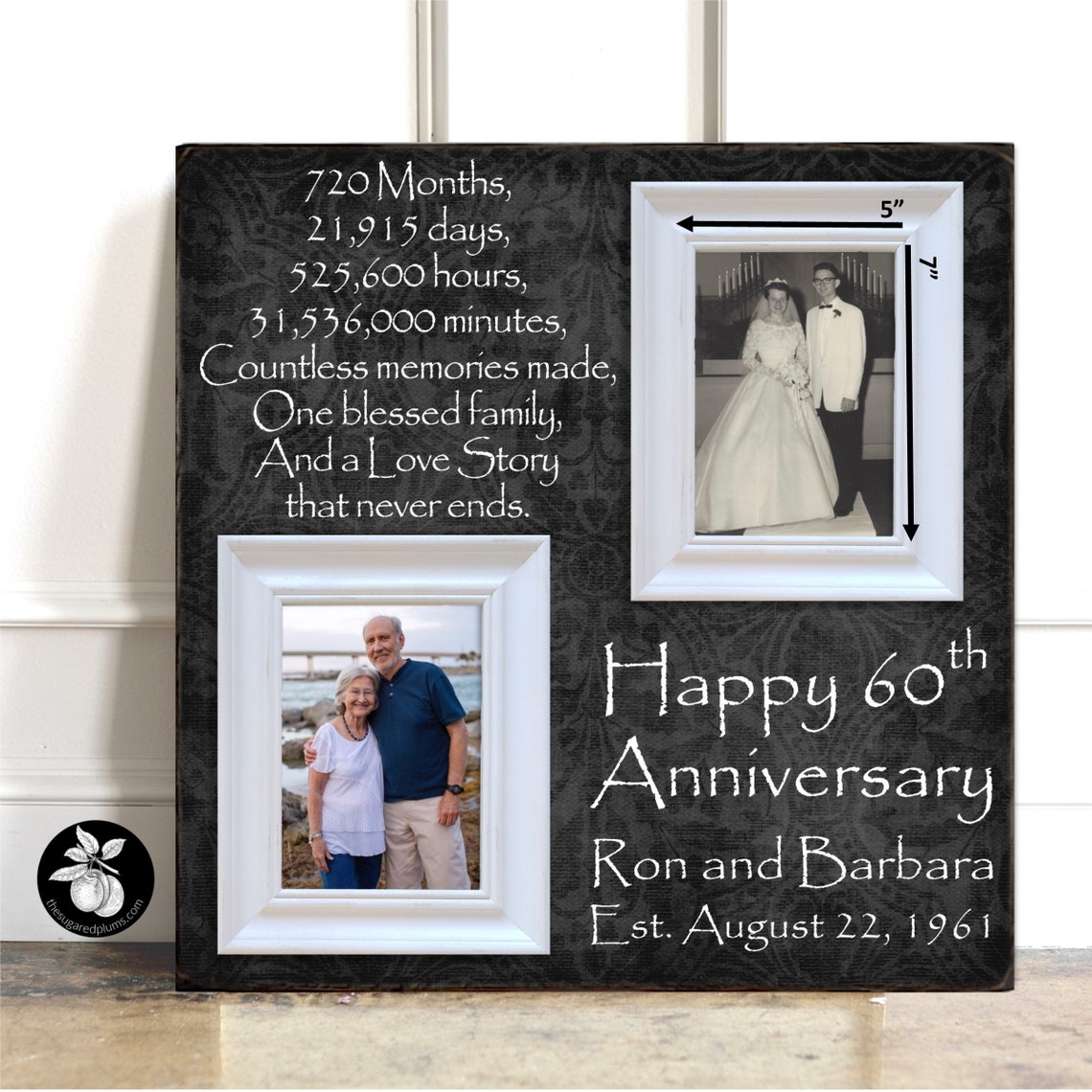 60th Anniversary Picture Frame: Then & Now Photo Gift (20x20) - Etsy