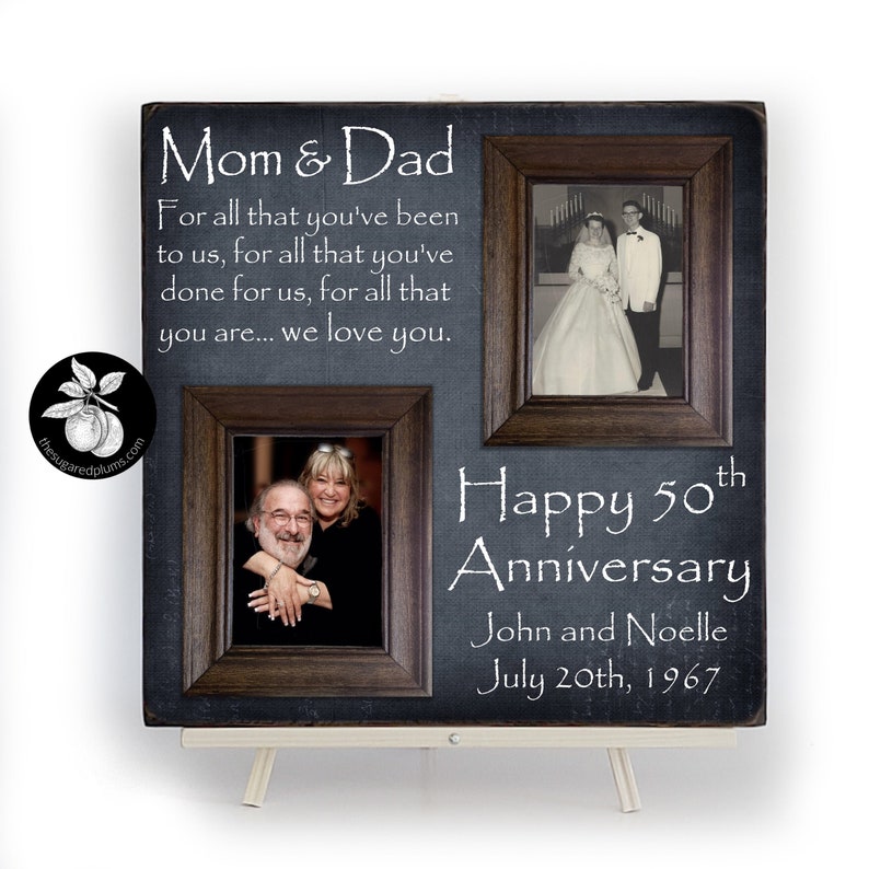 Then And Now Picture Frame 50th Anniversary Gift Gold Gifts For Pas 25th 20x20
