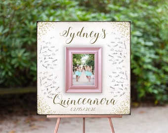 Quinceanera Guest Book Alternative, Gold Sparkles, Welcome Sign Quinceanera, Sweet 16 Decoration, 20x20 The Sugared Plums
