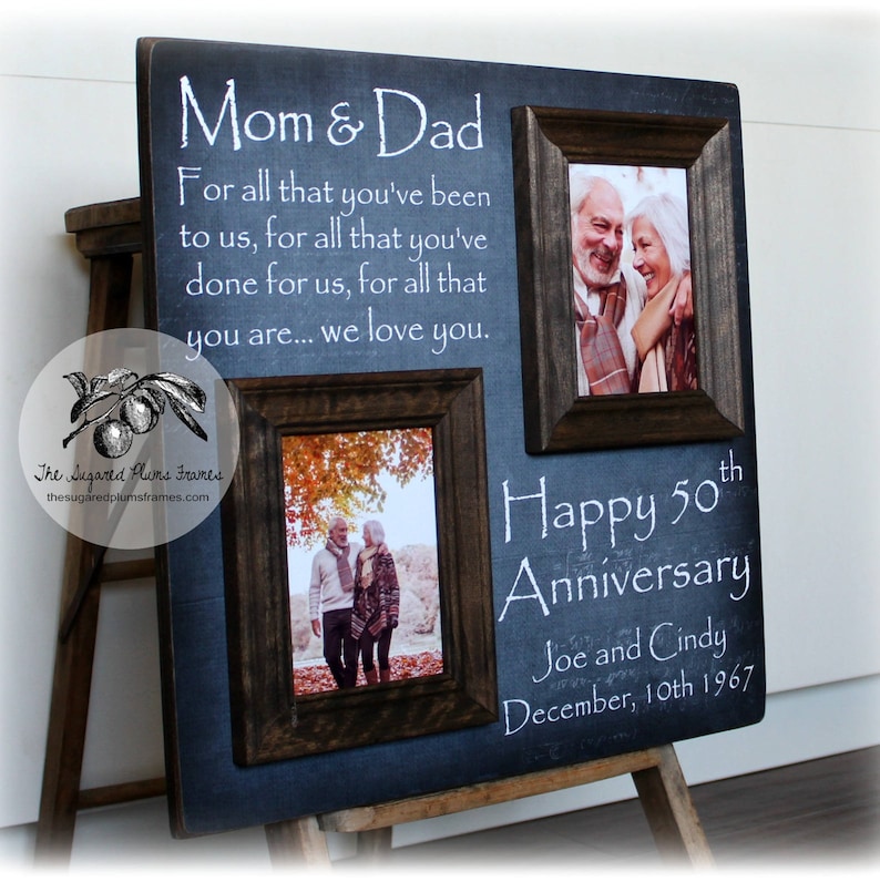 Then And Now Picture Frame 50th Anniversary Gift Gold Image 0